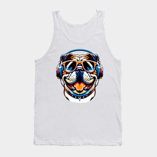 English Bulldog Smiling DJ with Groovy Vibes Tank Top